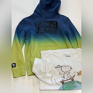 Boys set Abercrombie hoodie and Old Navy T-shirt, Size 9-11
